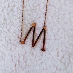 M initial gold necklace